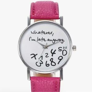 Women’s watch, pink leather strap. New